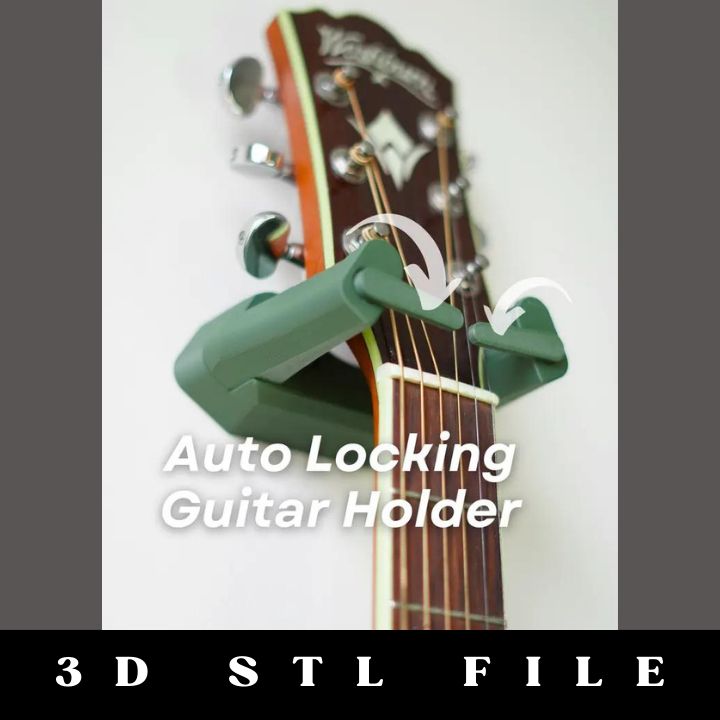 Auto Locking Guitar Holder STL File