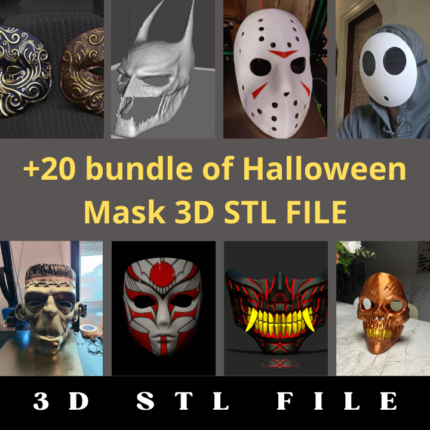 20+ Halloween Mask 3D STL File Bundle