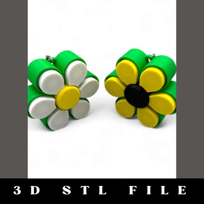 Clicky Flower Keychain STL File