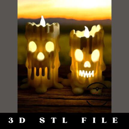 Spooky Melting Skull Candles STL File