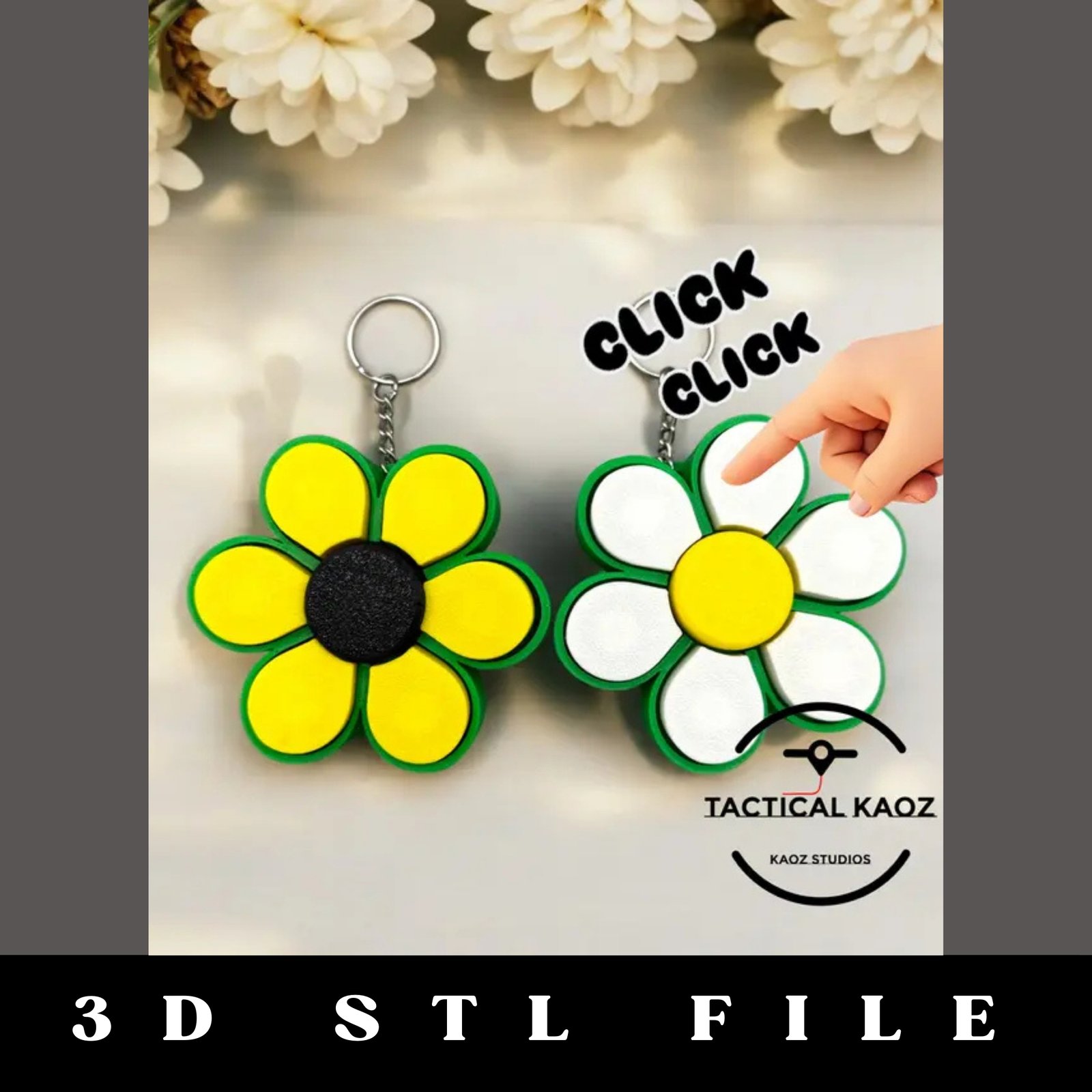 Clicky Flower Keychain STL File