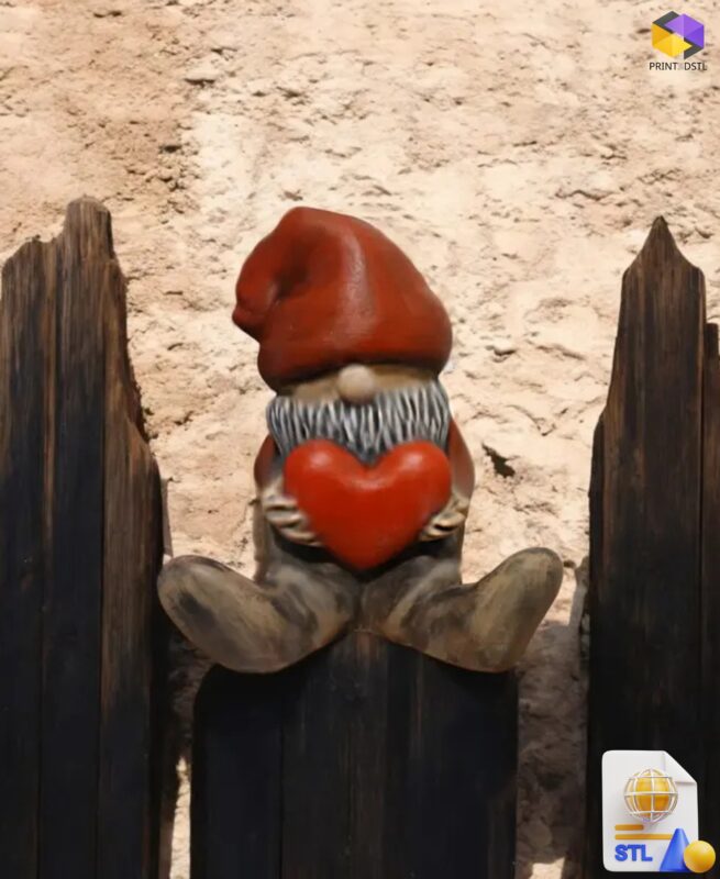 Gnome Holding Heart STL File
