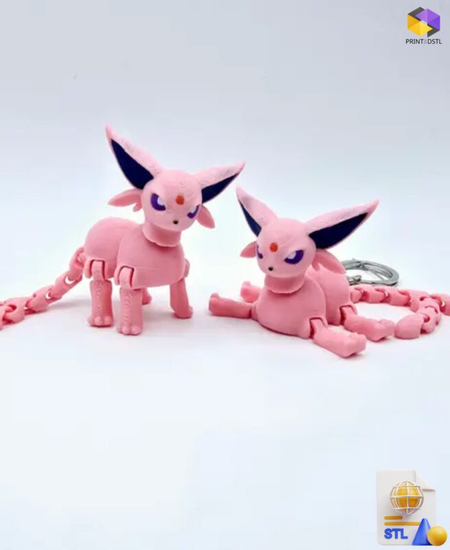 Flexi Espeon Pocket Pet Keychain STL File