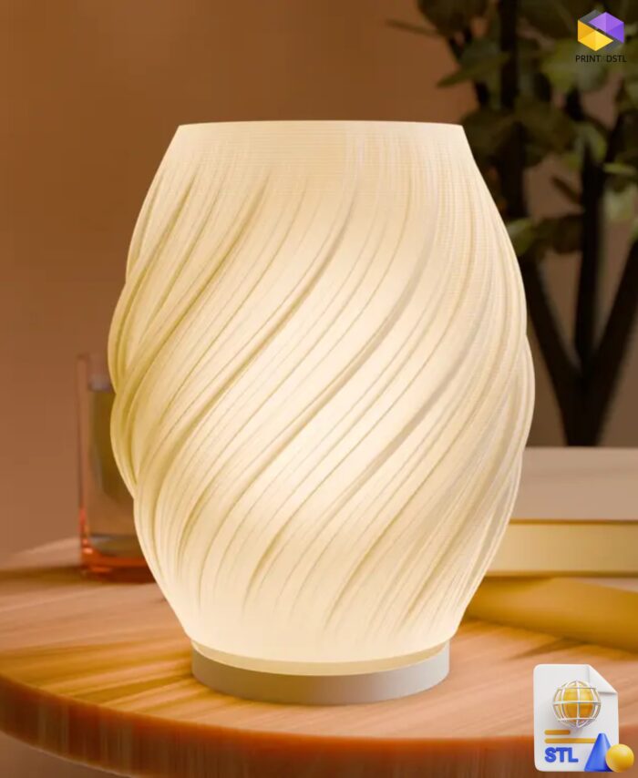 Download the Twist Glow Table Lamp STL file for a unique 3D printing project. This modern, artistic lamp design creates ambient lighting with a stunning twist pattern
