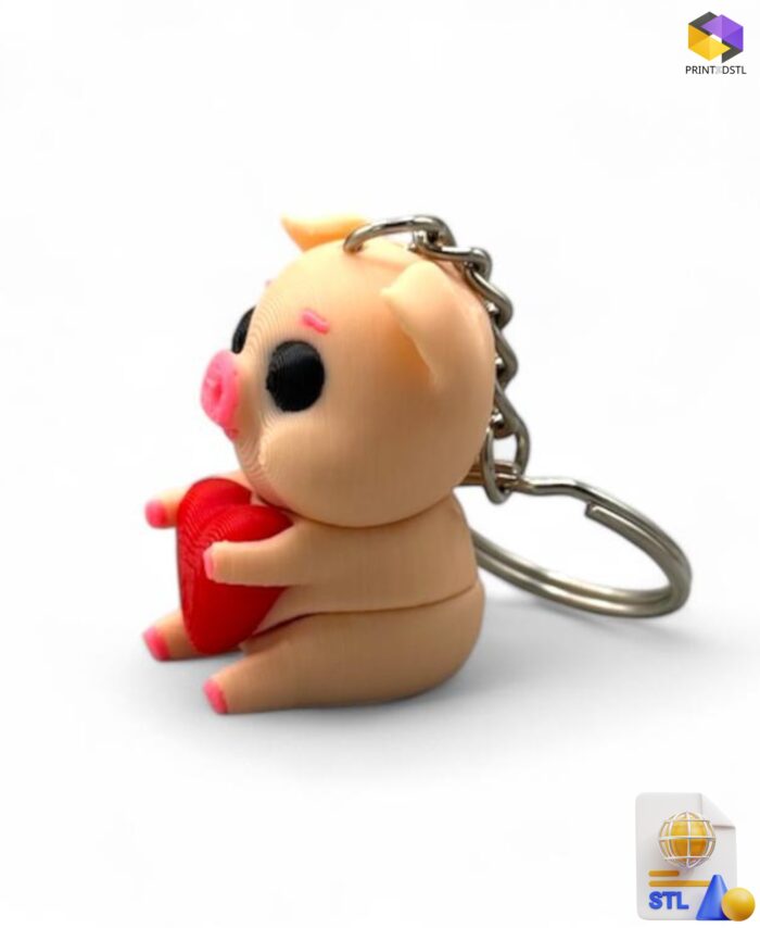 Flexi Pig with Heart STL File