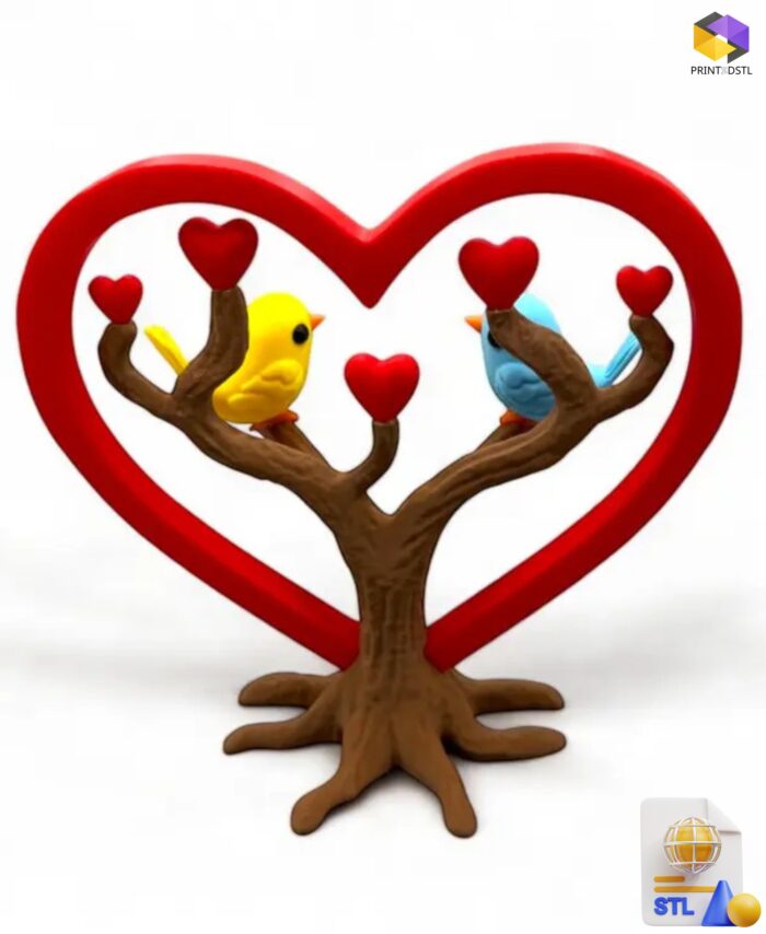 Love Birds Heart Tree STL File