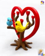 Love Birds Heart Tree STL File