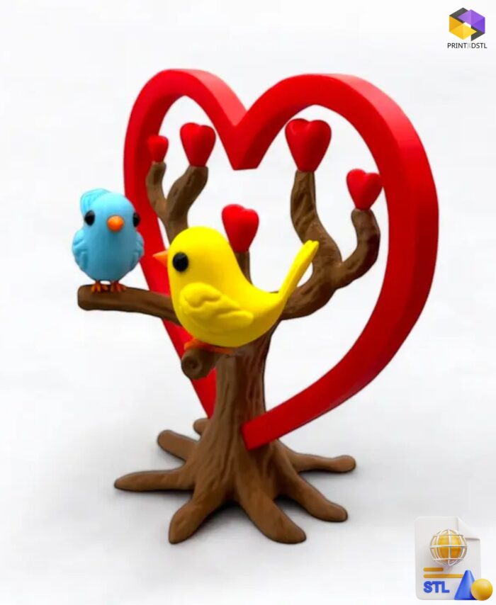 Love Birds Heart Tree STL File
