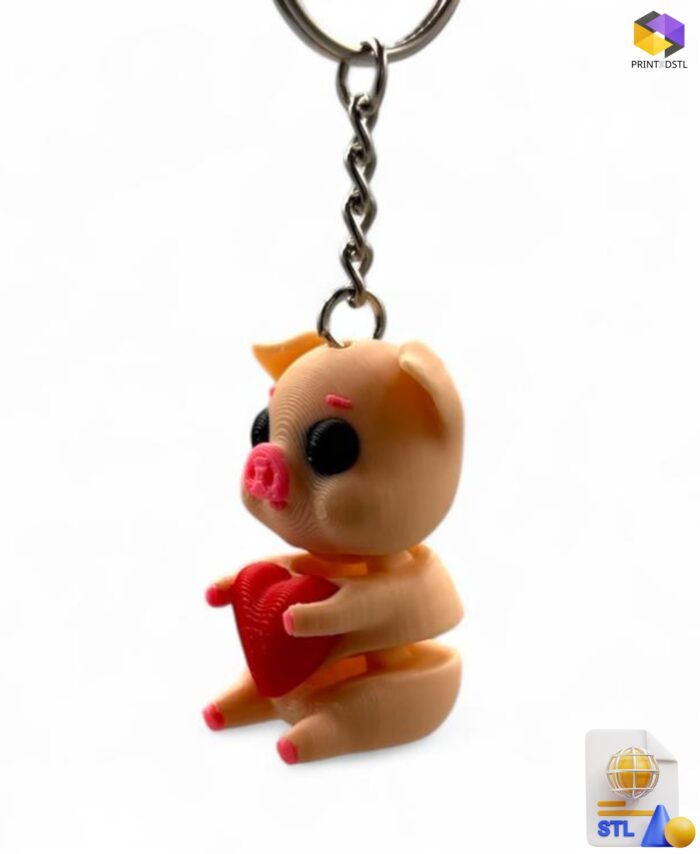 Flexi Pig with Heart STL File