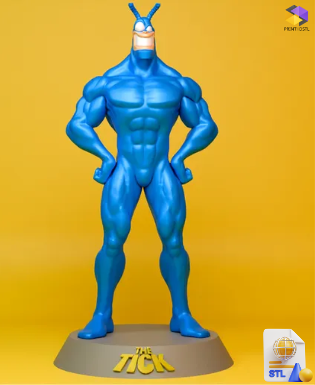The Tick 3D Model STL File – La Garrapata Fan Art (15cm, 2 Pieces)