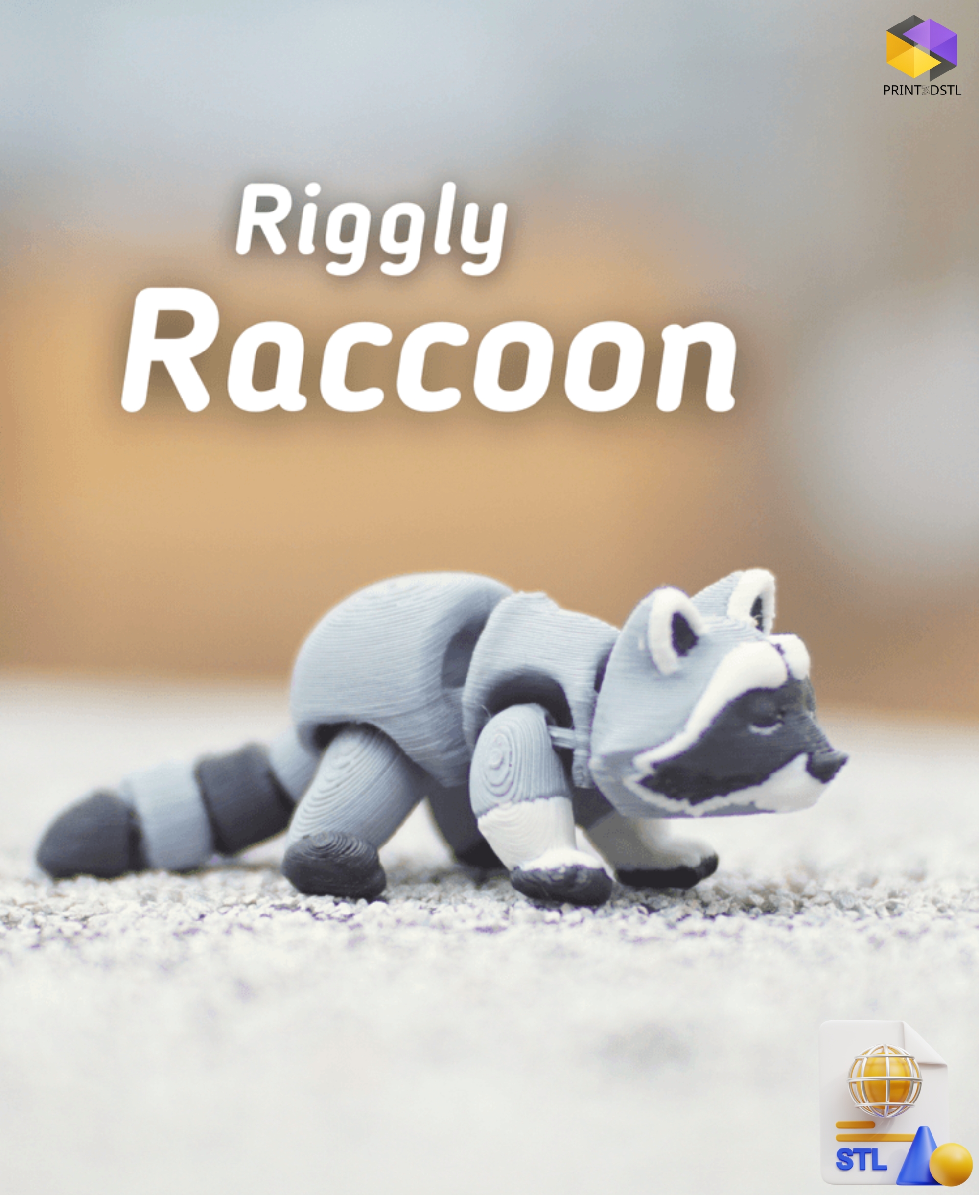 Riggly Raccoon Articulated STL File