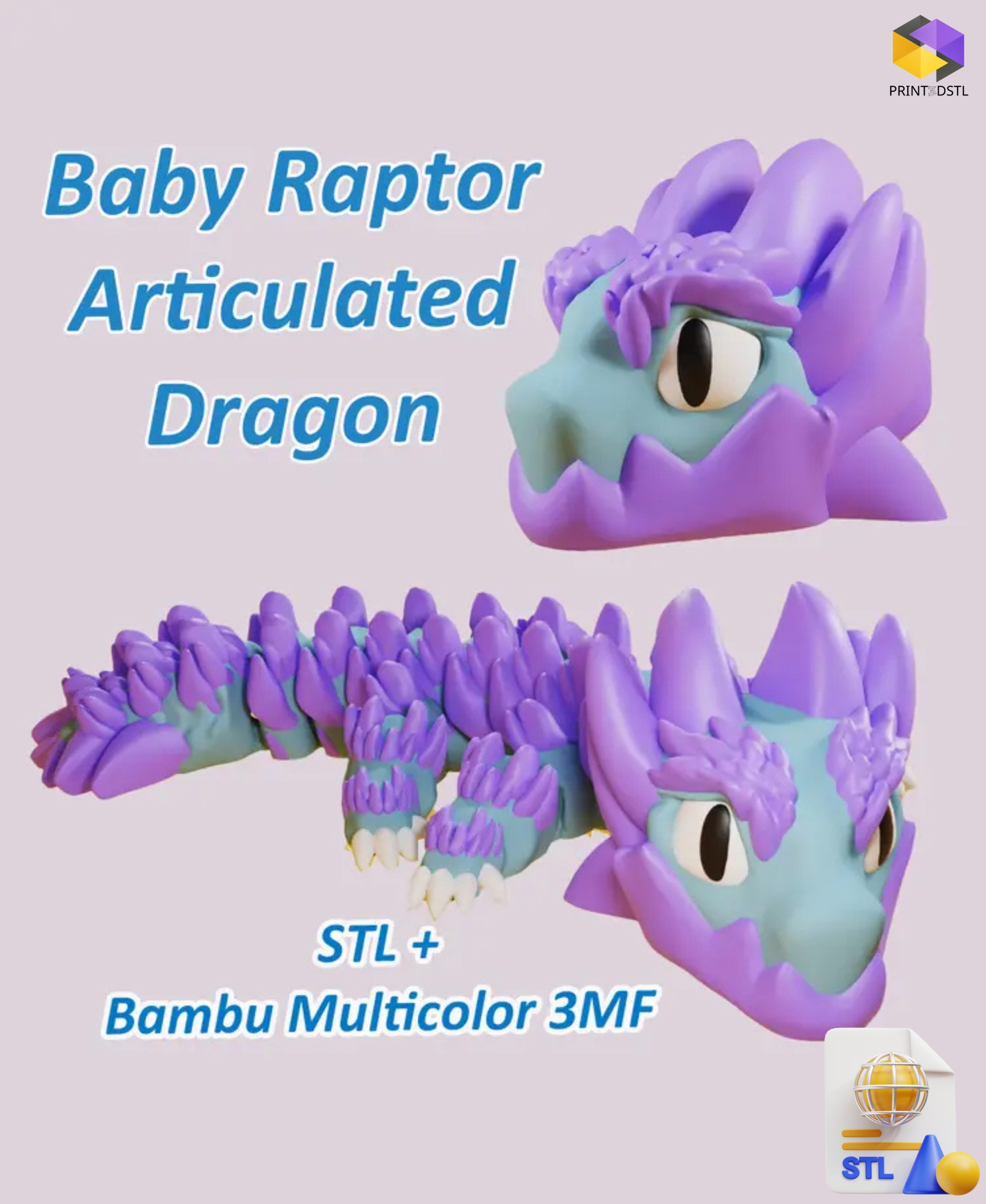 Baby Raptor Articulated STL File