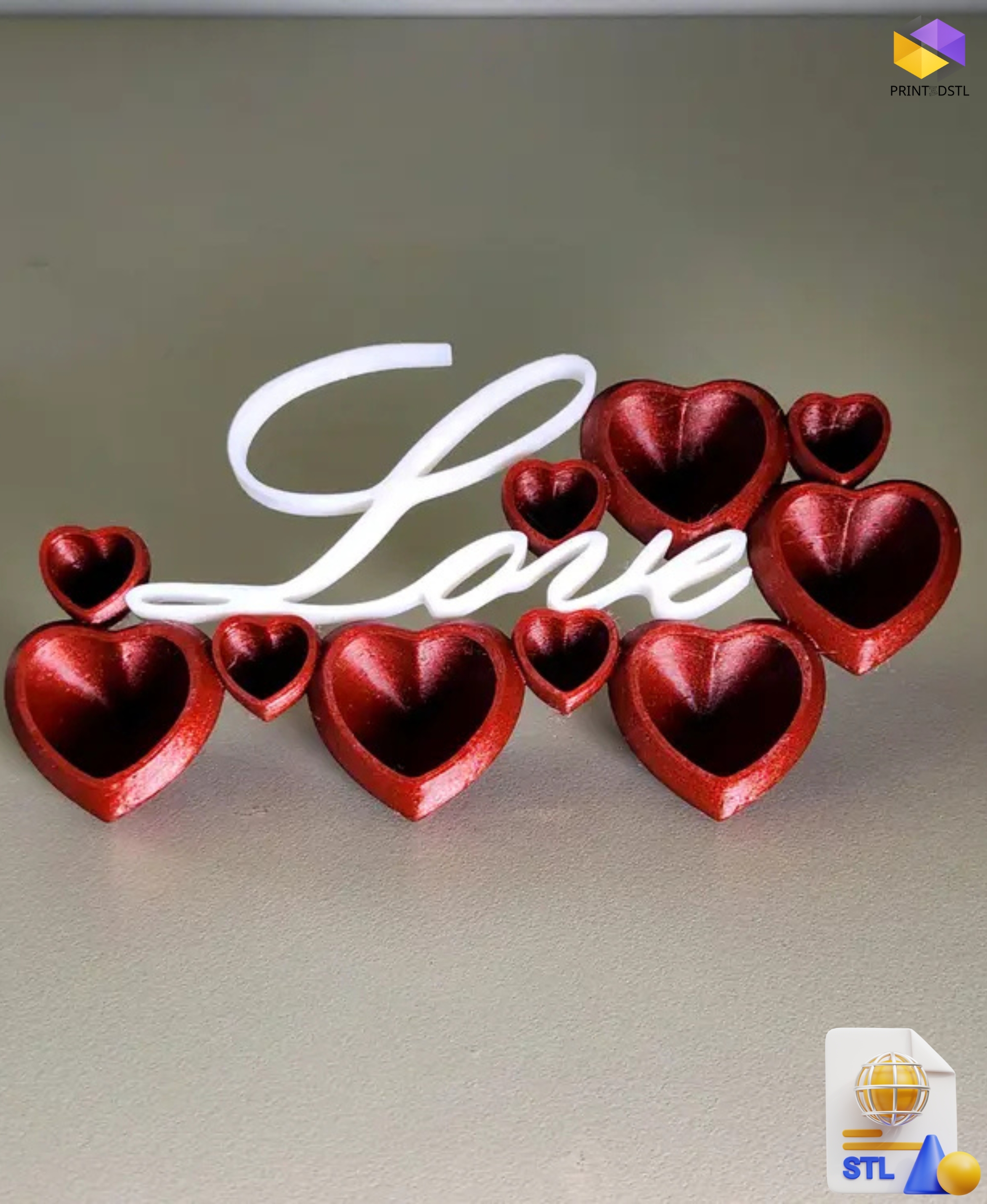 Love Hearts Ornament STL File