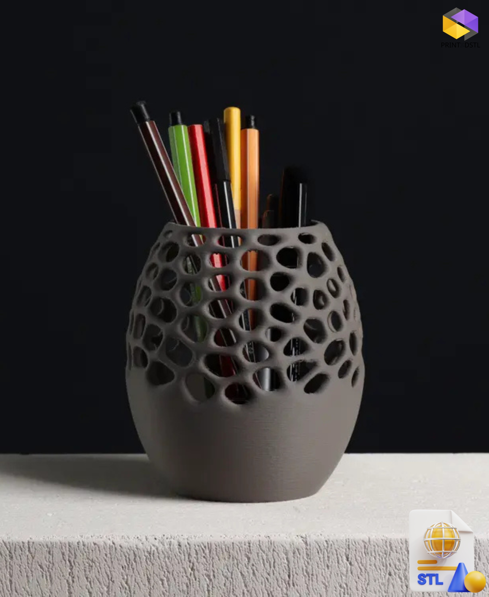 Voronoi Pencil Holder STL File