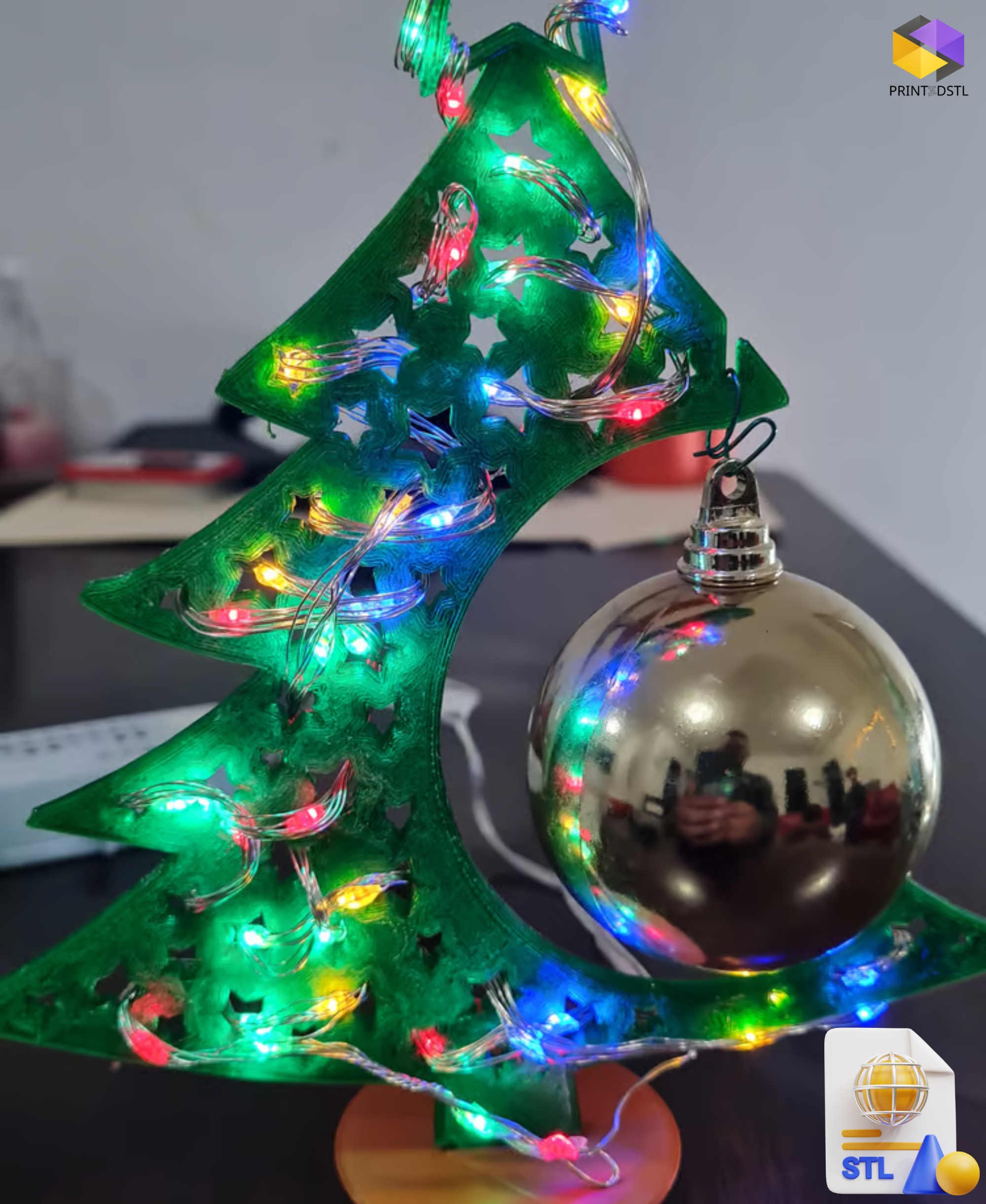 Starry Christmas Bauble Display Tree STL File - Image 2
