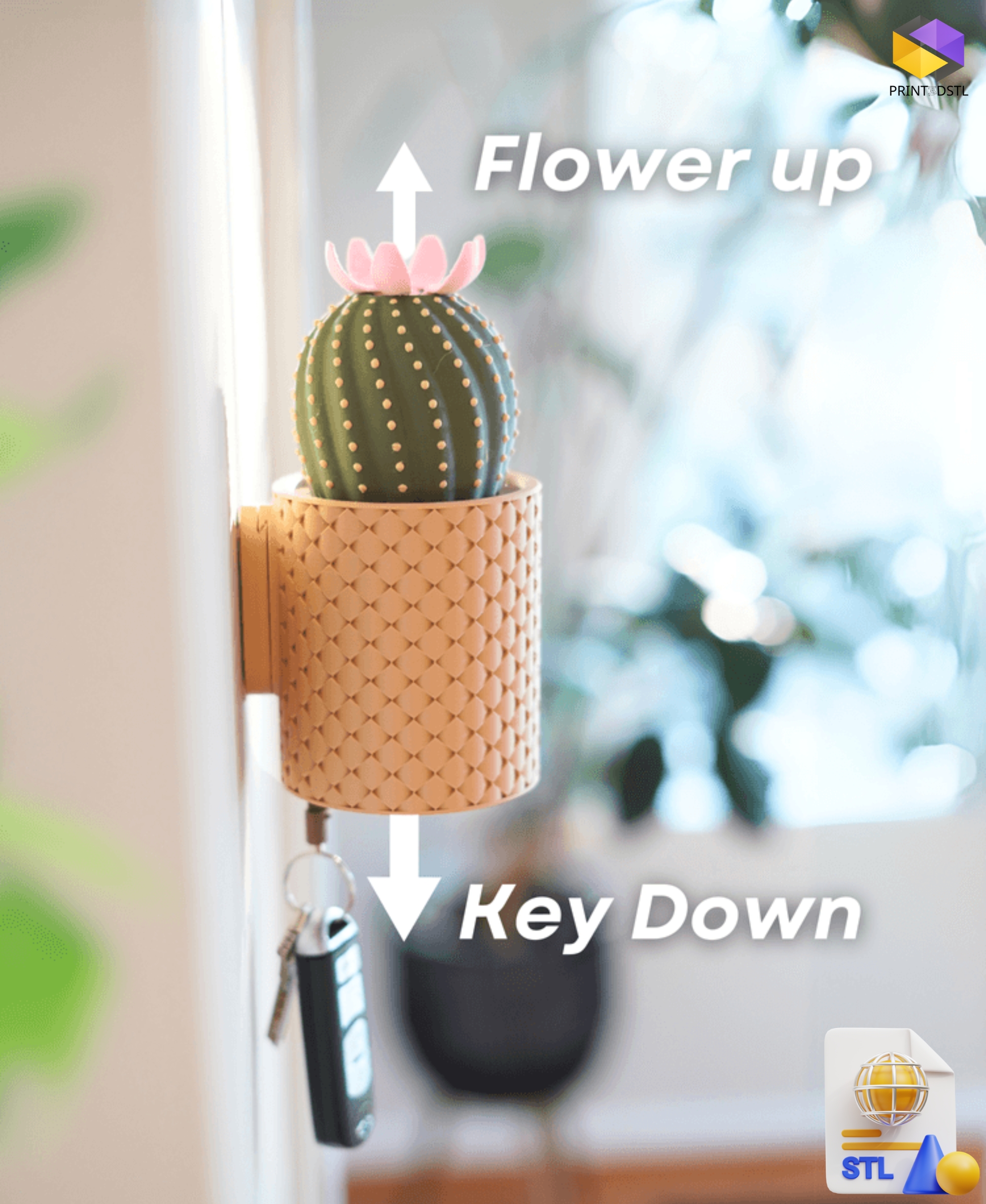 CactiKeys The Blooming Keyholder STL File - Image 2