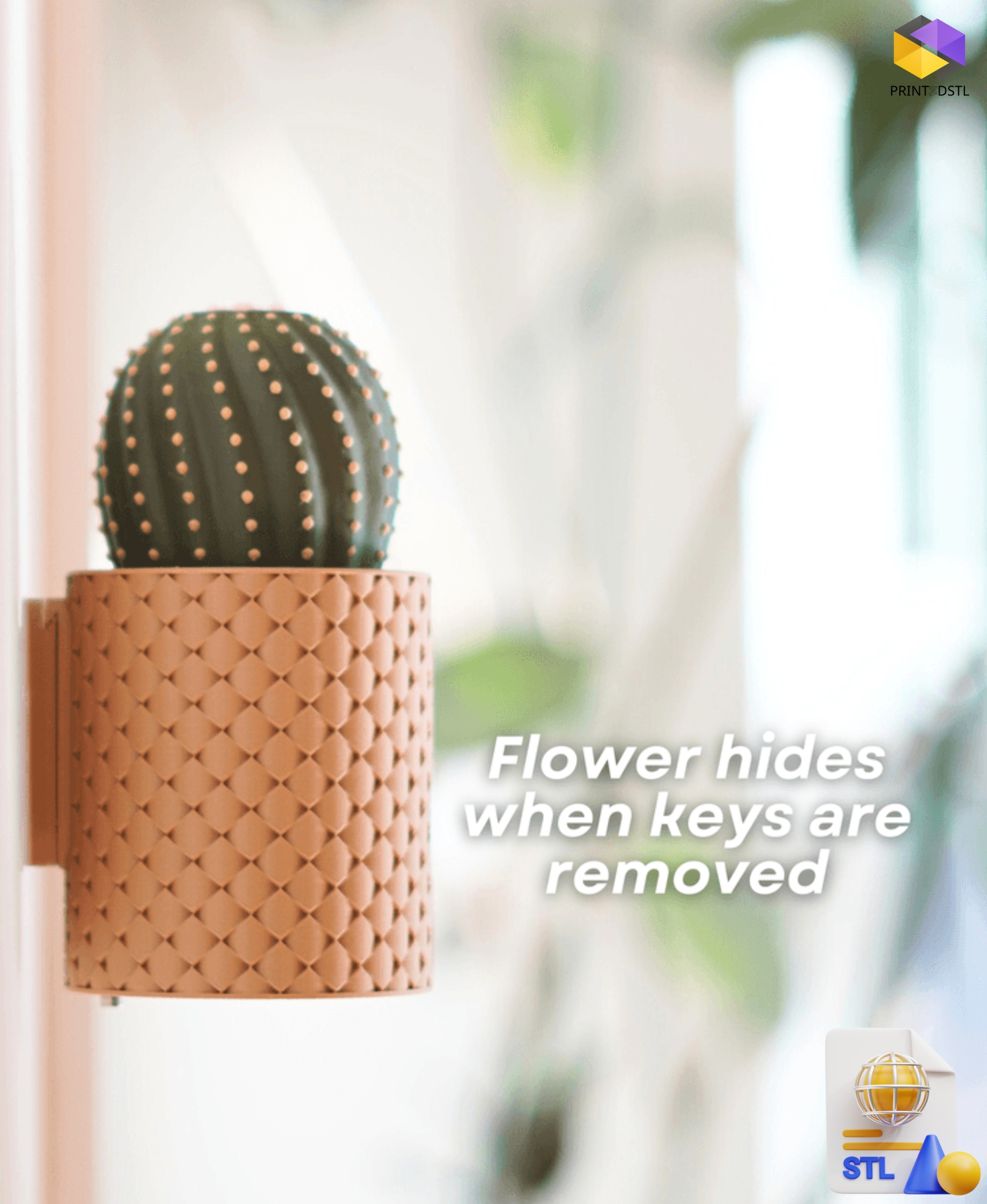 CactiKeys The Blooming Keyholder STL File - Image 3