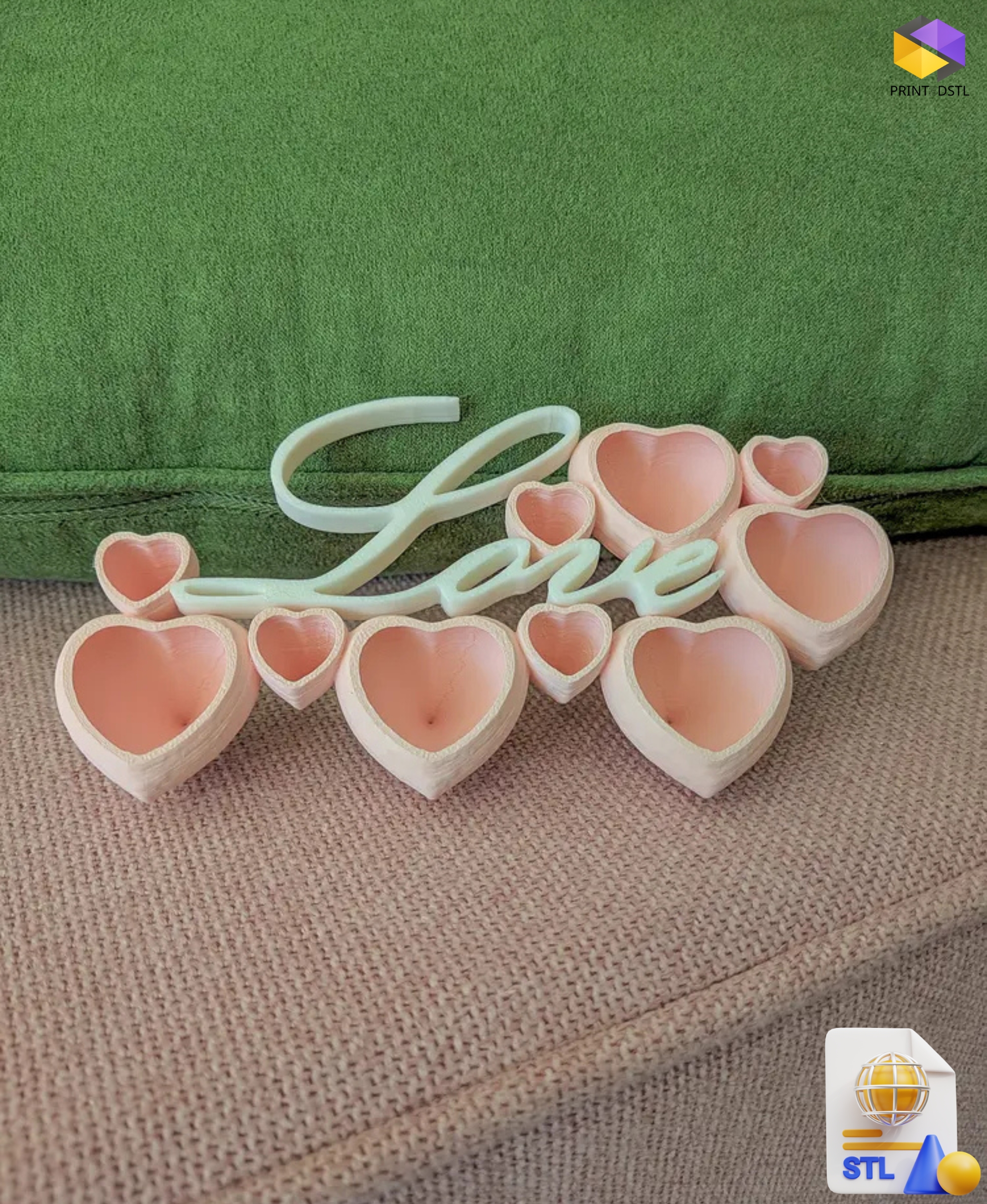 Love Hearts Ornament STL File - Image 3