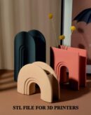 Modern Arch Vase Set of 3 3D STL Files, 3D Vase Print Files