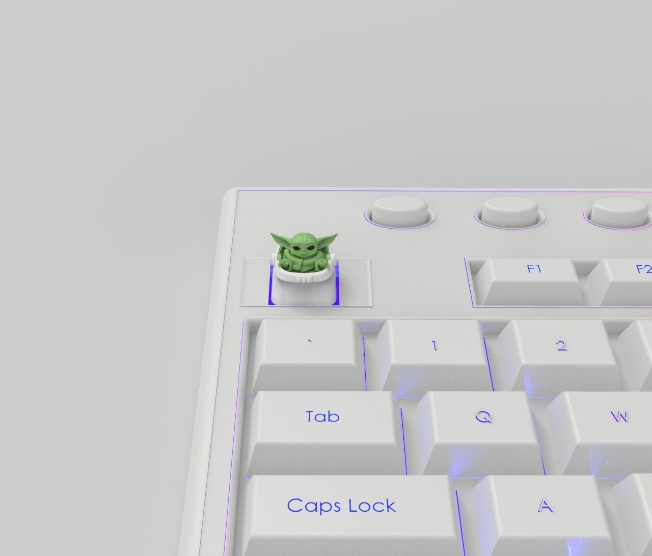 Baby Yoda Keycap 3D Print Stl File | 3D Keycap Model STL