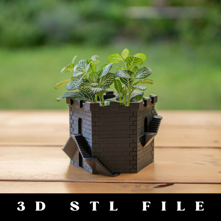Castle Planter: Cache Pot Château STL File - Image 2