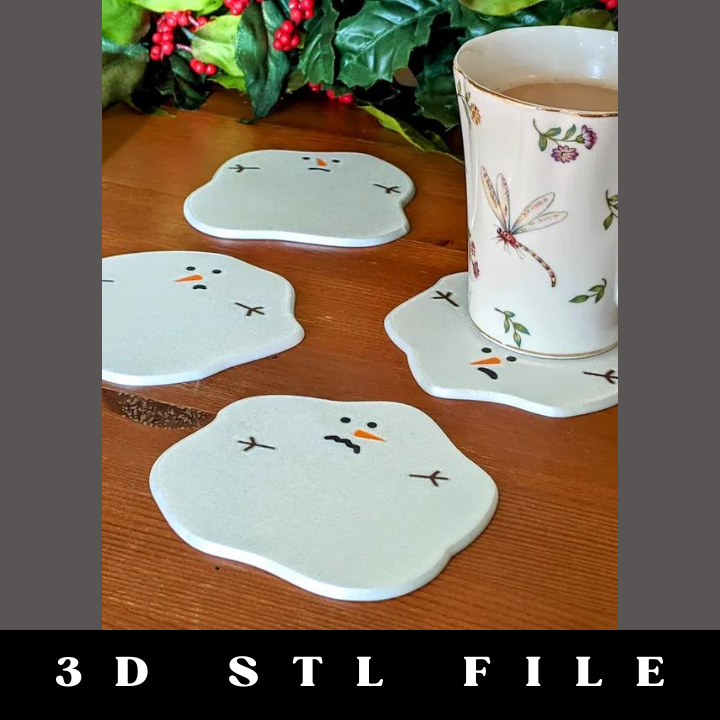 Melted Snowmen Coasters STL File - Image 2