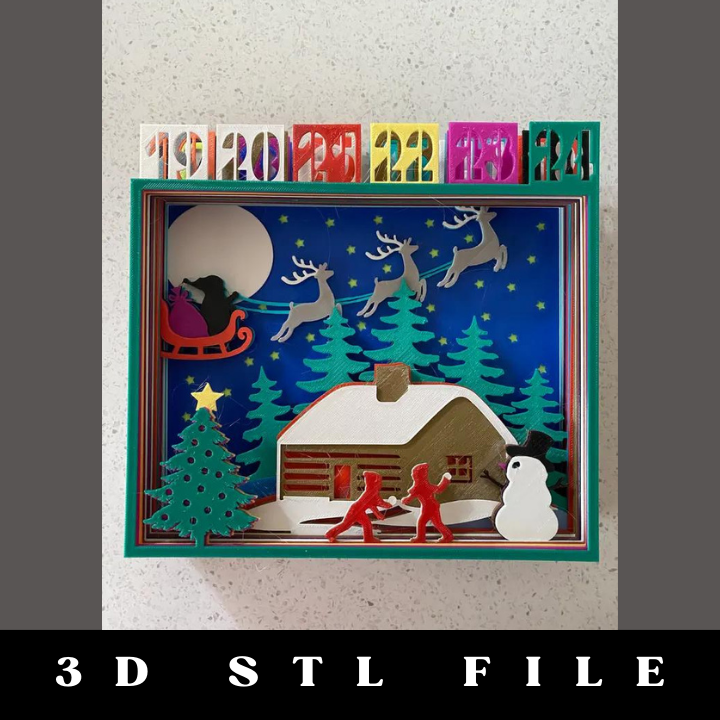 Christmas Scene Silhouette Advent Calendar STL File - Image 2