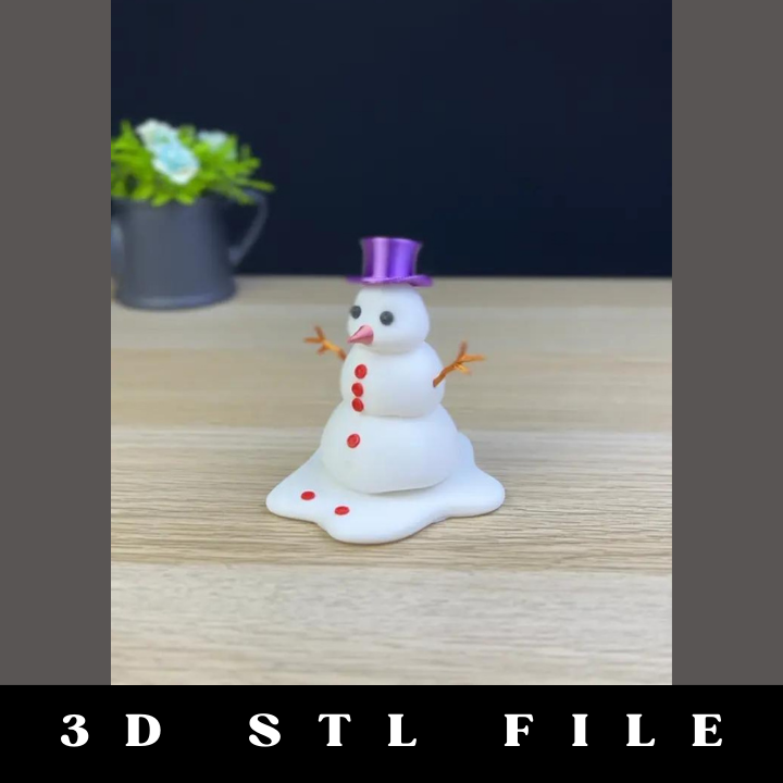 Melting Snowman STL File - Image 3
