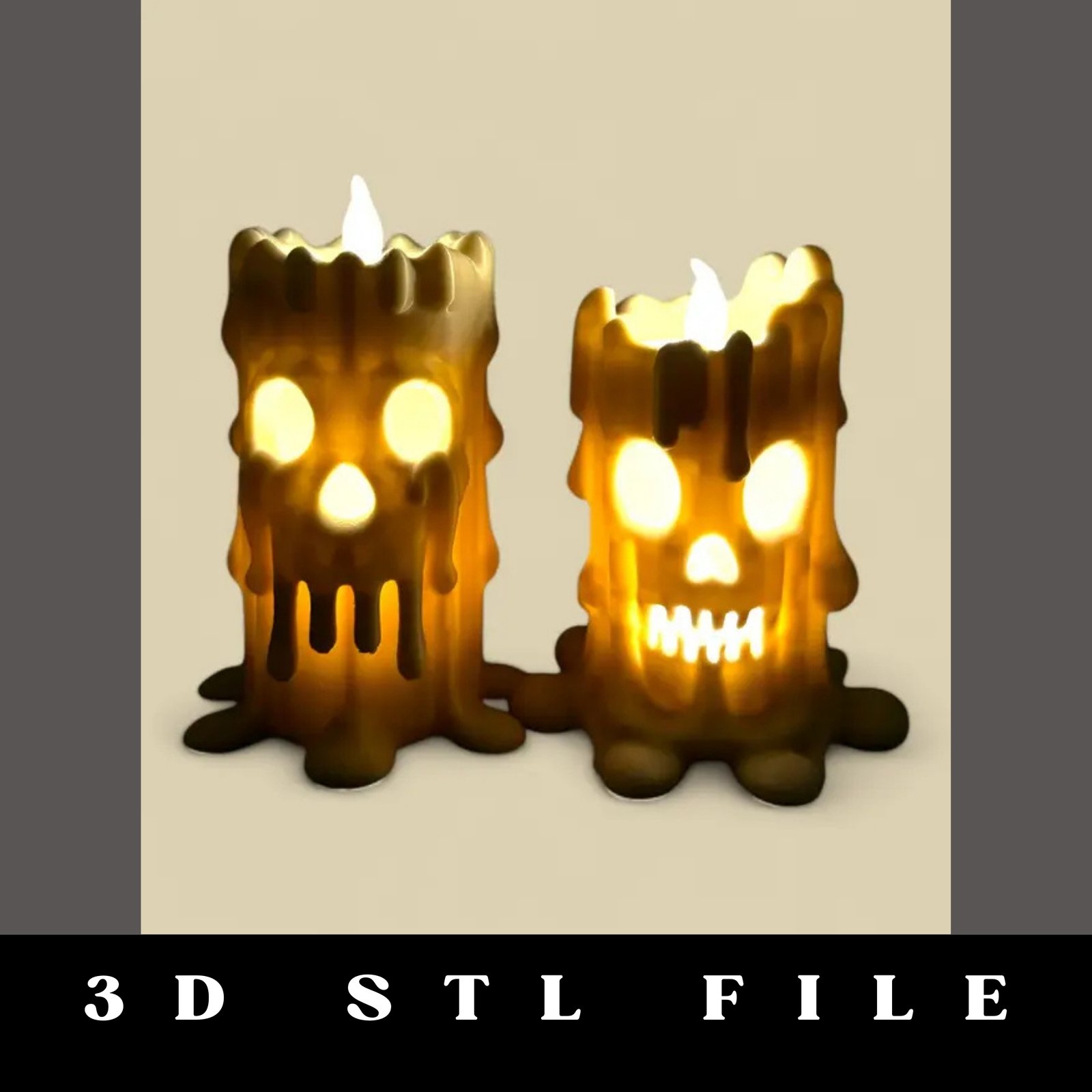 Spooky Melting Skull Candles STL File - Image 2