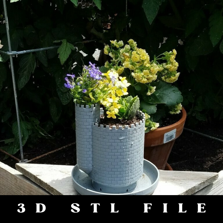 Planttlement: Castle Planter with Moat for Succulents STL File - Image 6