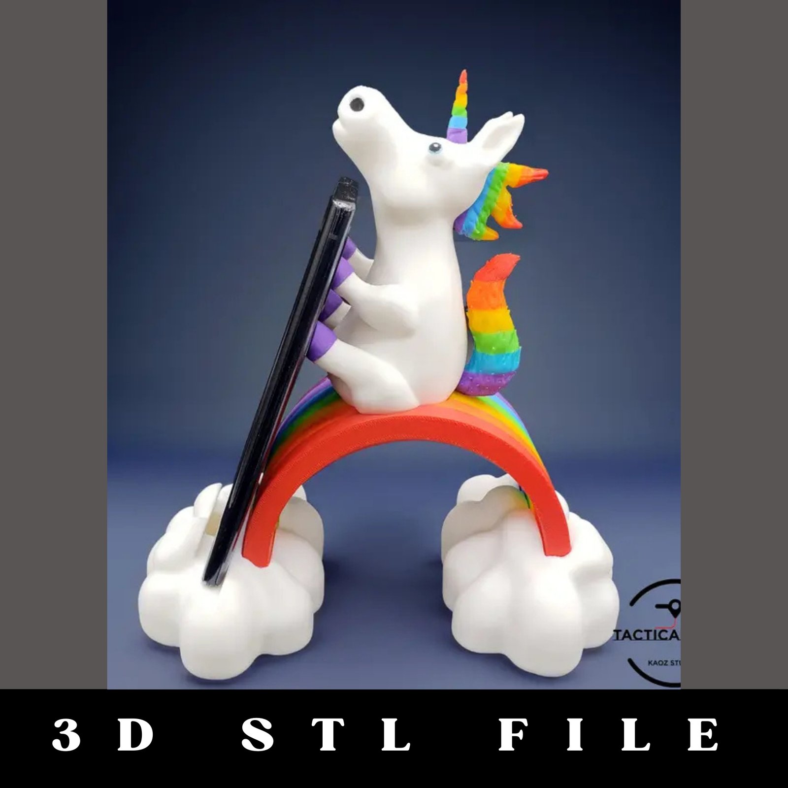 Unicorn Rainbow Phone Holder STL File