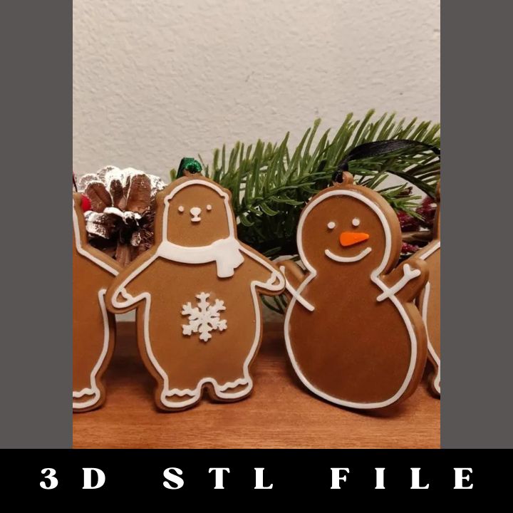 KUMATY : Gingerbread Polar Bears and Snowman Ornaments