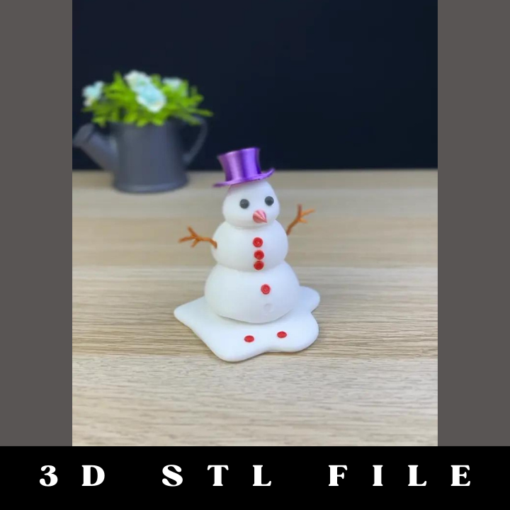 Melting Snowman STL File - Image 2