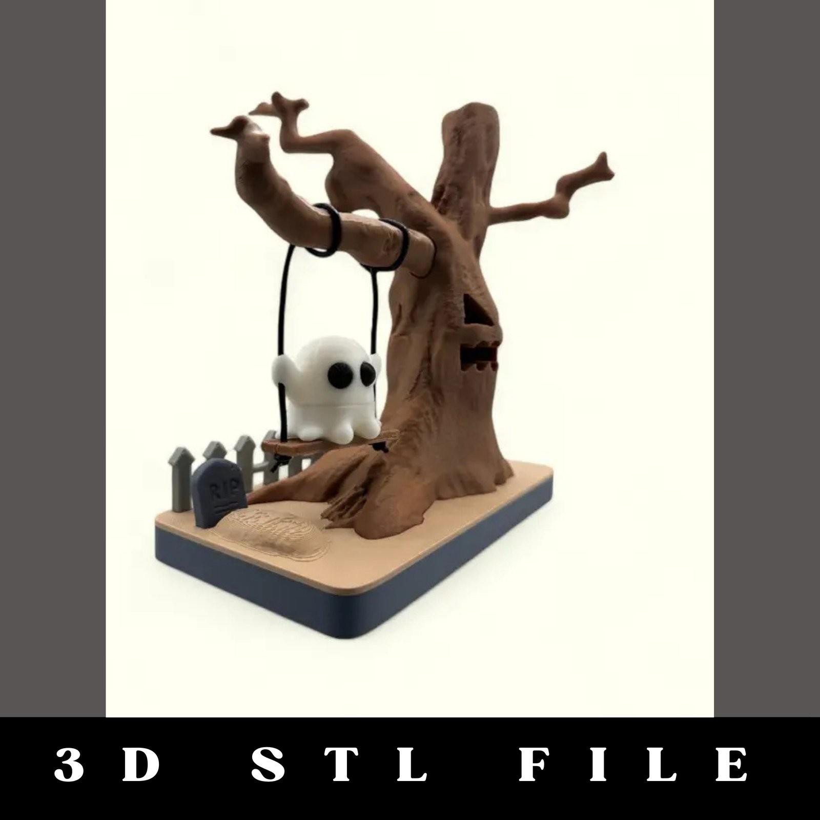Ghost on Swing with Spooky Tree STL File - Image 3