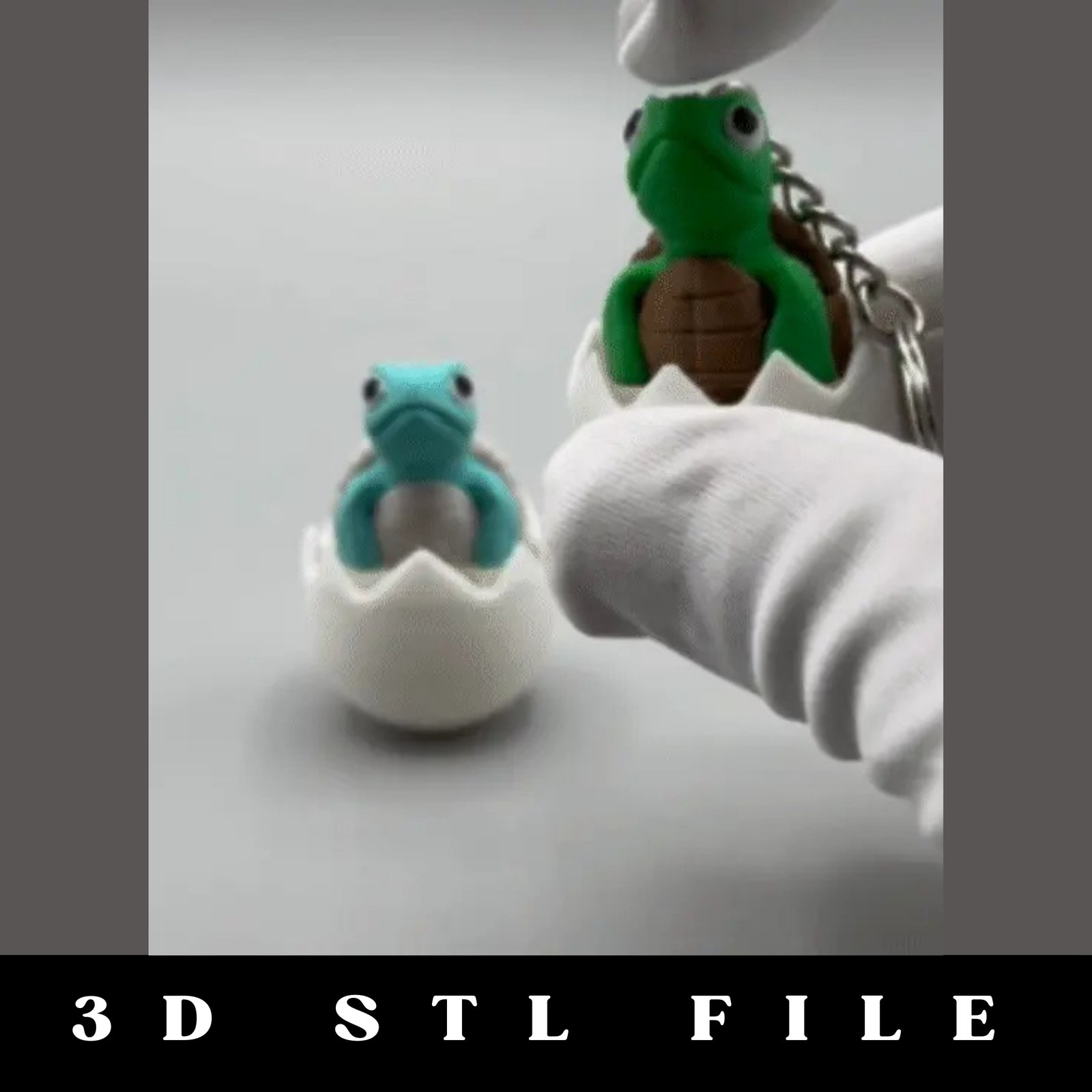 Sea Turtle Hatchling Fidget Clicker Keychain STL File - Image 3