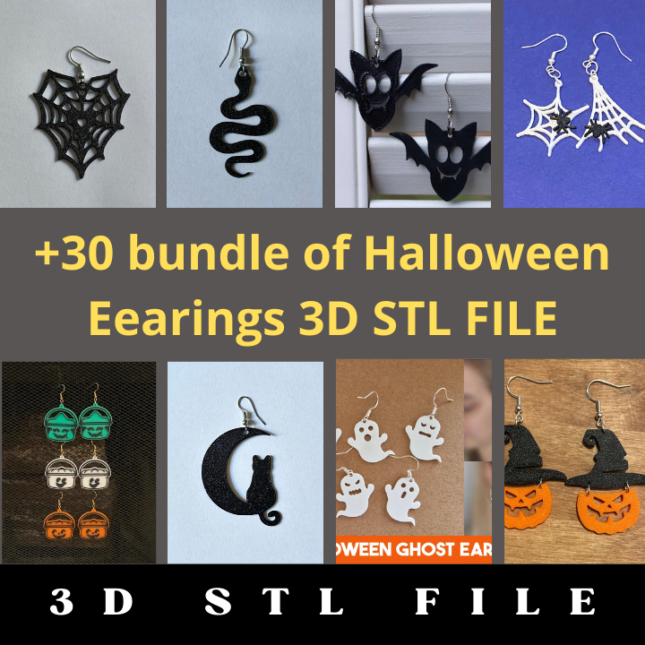 30+ Halloween Earrings 3D STL File Bundle - Image 2