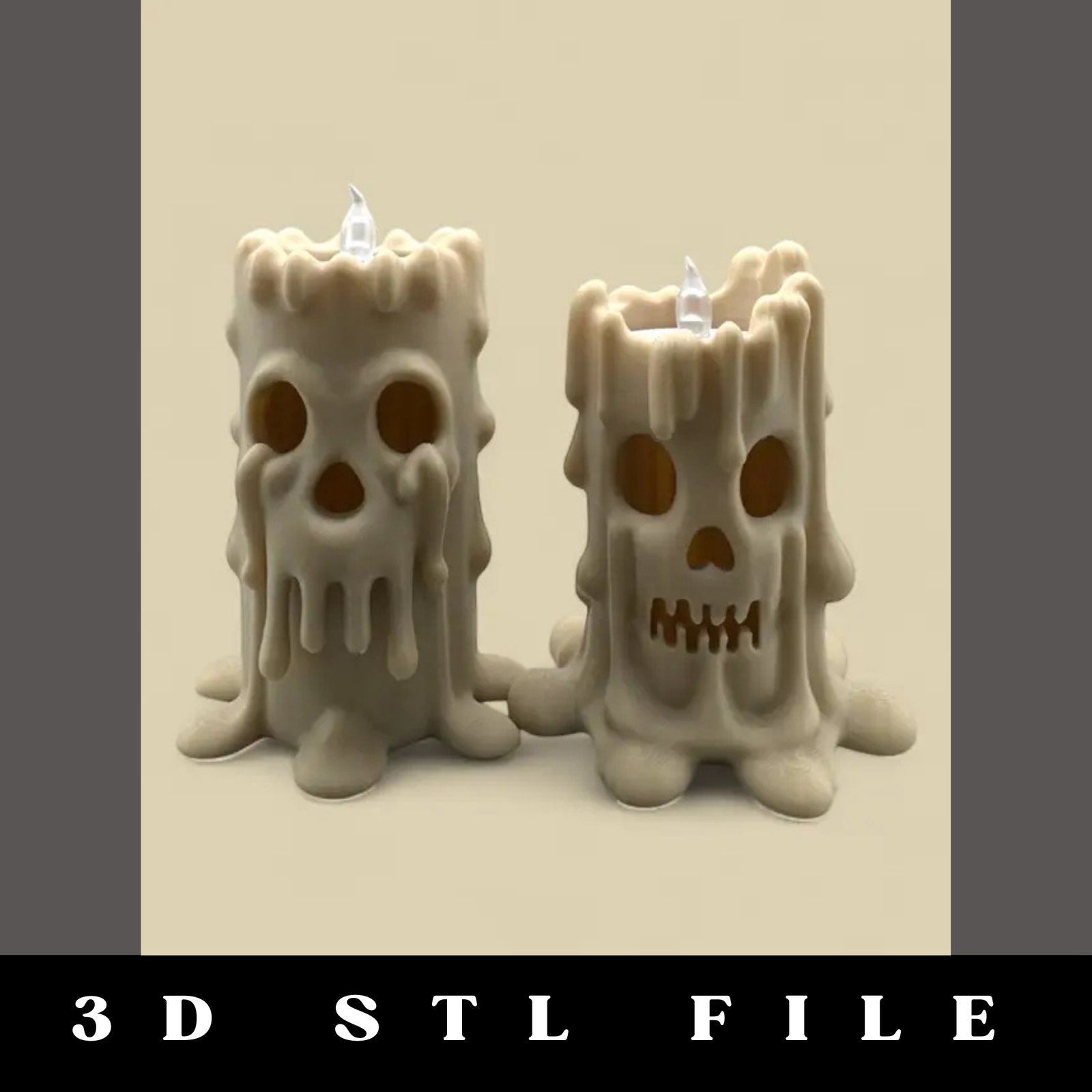 Spooky Melting Skull Candles STL File - Image 3