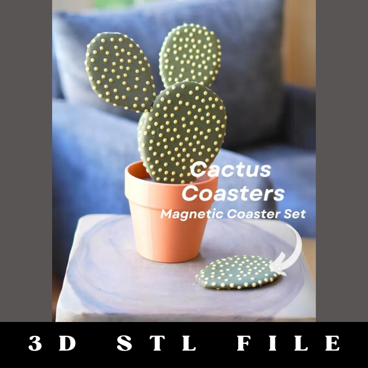Magnetic Cactus Coaster Set STL File