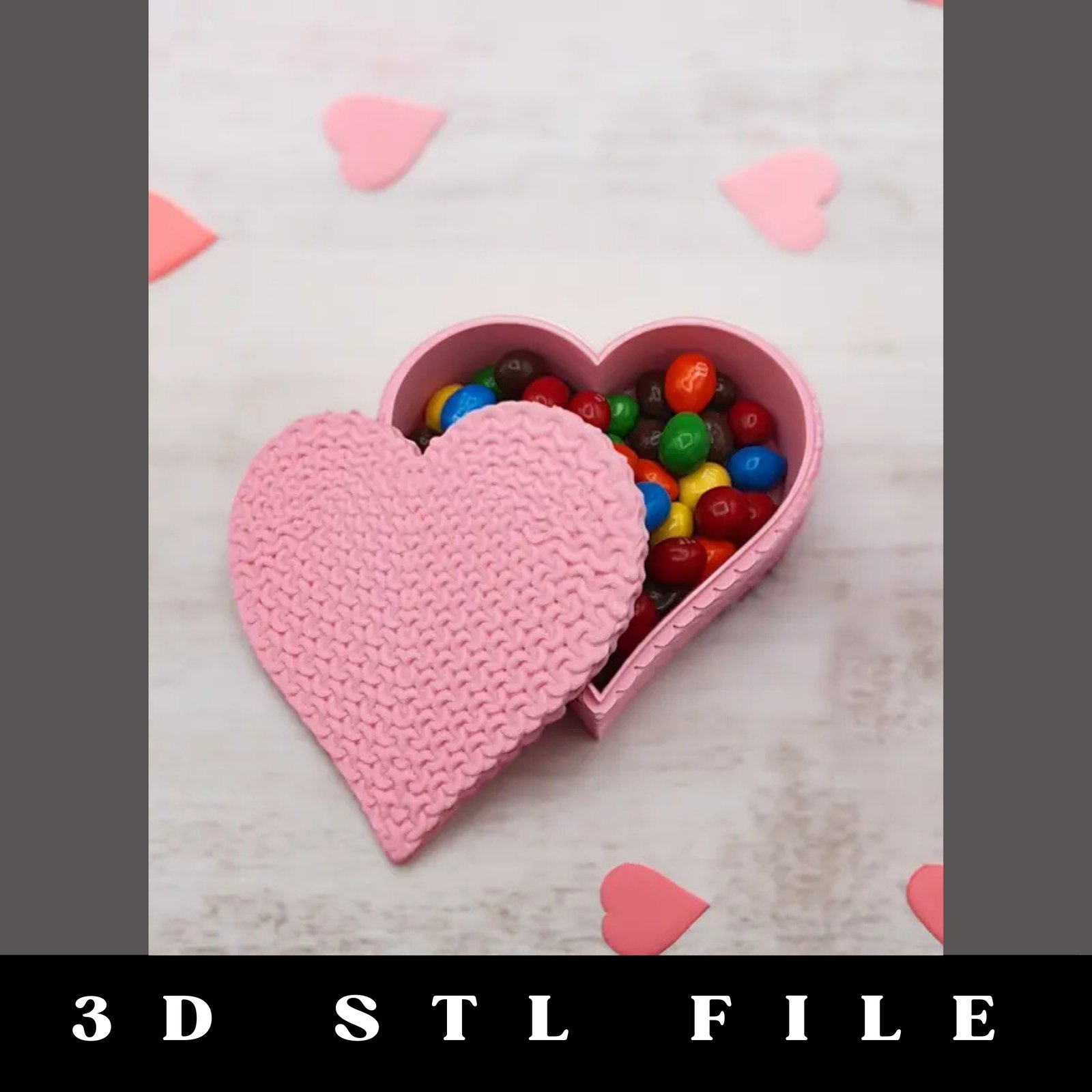 Heart Knitted Crochet Storage STL File