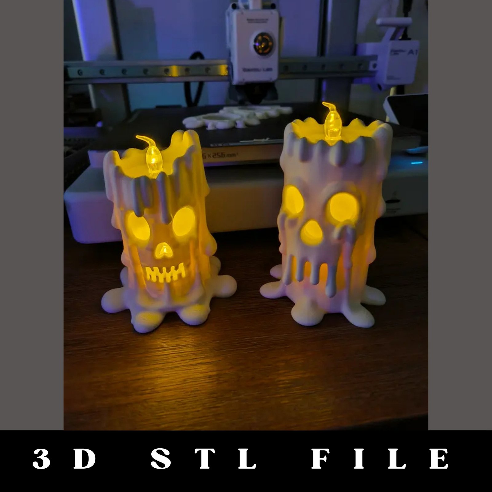 Spooky Melting Skull Candles STL File - Image 5
