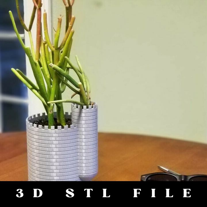 Planttlement: Castle Planter with Moat for Succulents STL File - Image 5