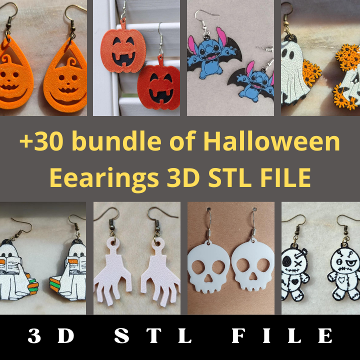 30+ Halloween Earrings 3D STL File Bundle - Image 3