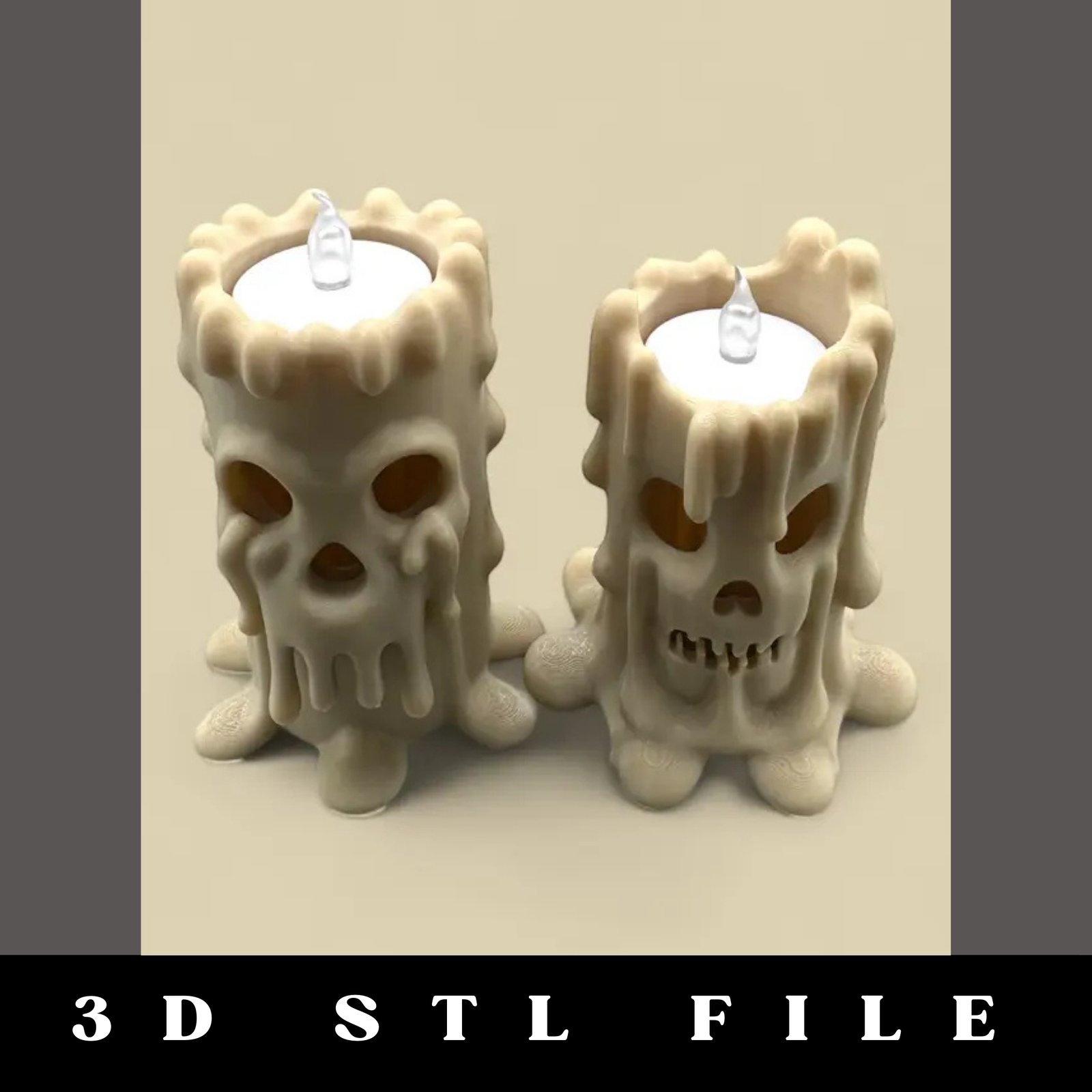 Spooky Melting Skull Candles STL File - Image 4