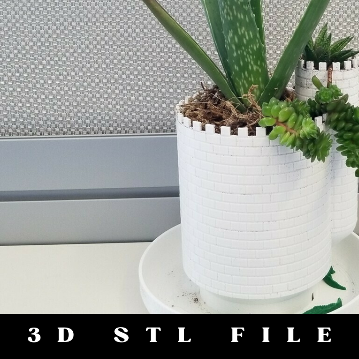 Planttlement: Castle Planter with Moat for Succulents STL File - Image 4