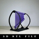 Pendulum Wave Toy STL File with 3 Pendula Sets - Precision 3D Model