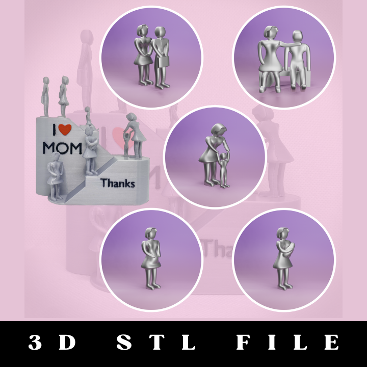 Mother's Day Sculpture STL File | 3D Printable Gift for Mom