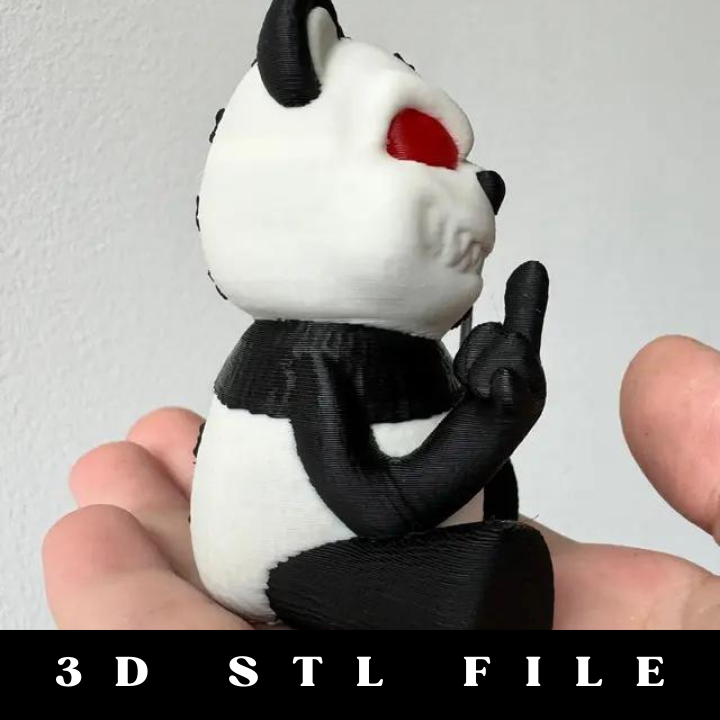 Naughty Panda Flipping the Bird STL File with 3MF - Fun 3D Model - Image 3