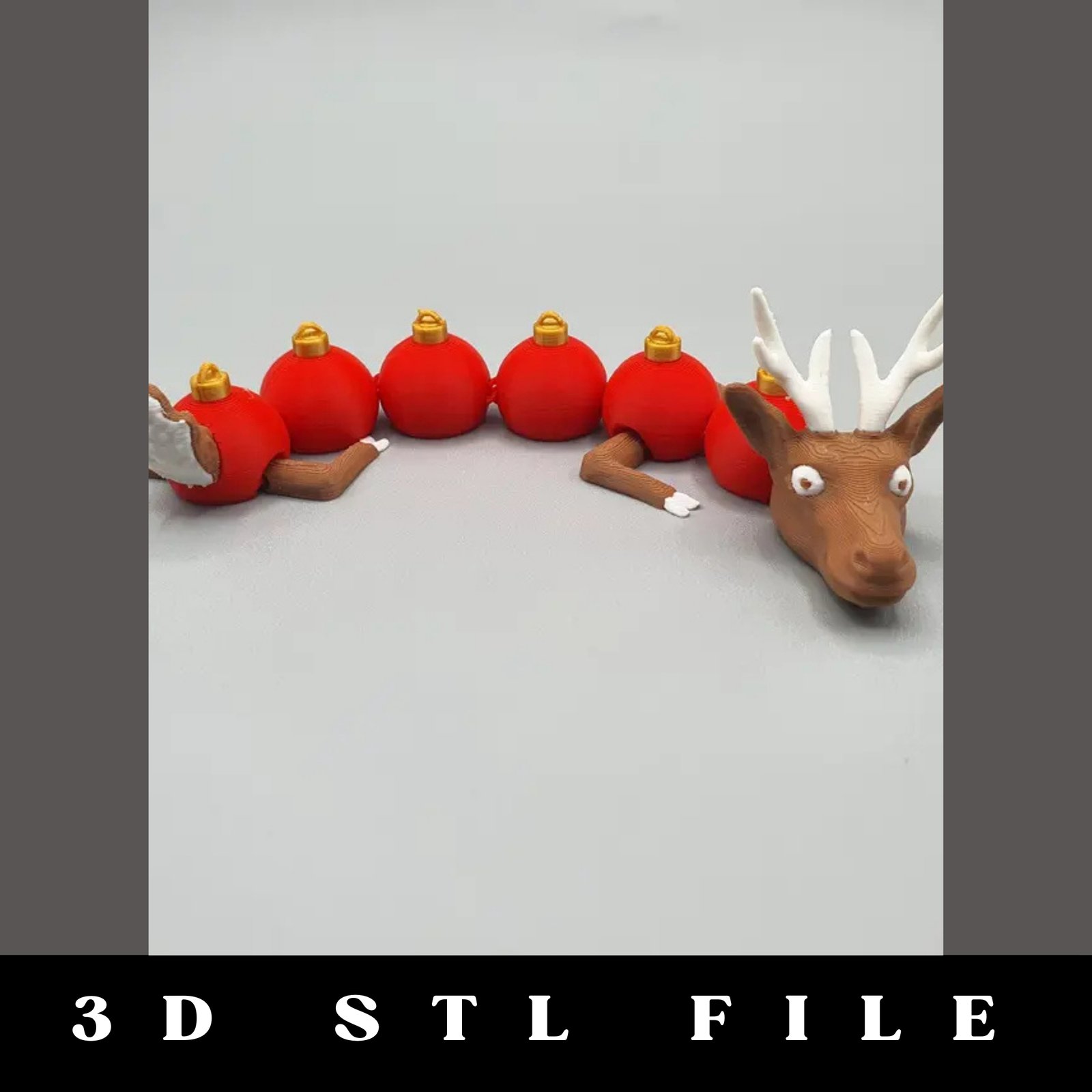 Christmas Articulated Deer Dragon STL File
