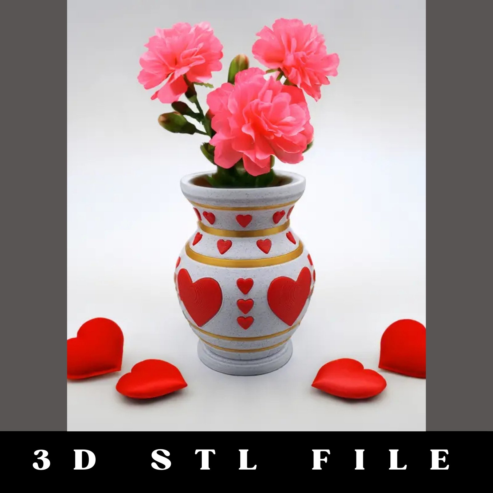 Heart Vase Valentines STL File