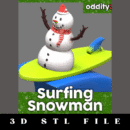 Surfing Snowman Decoration STL File